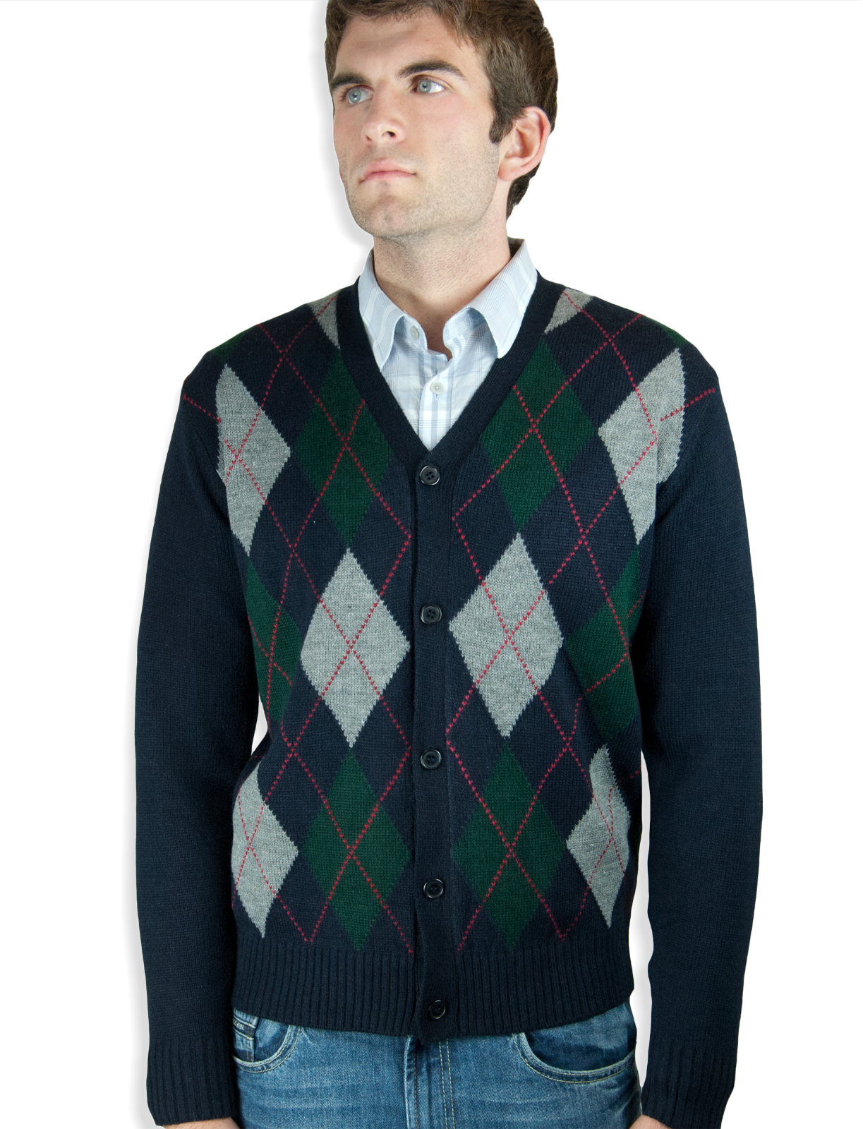 Blue Ocean Mens Cardigan Argyle Button Down Sweater (sw-299)