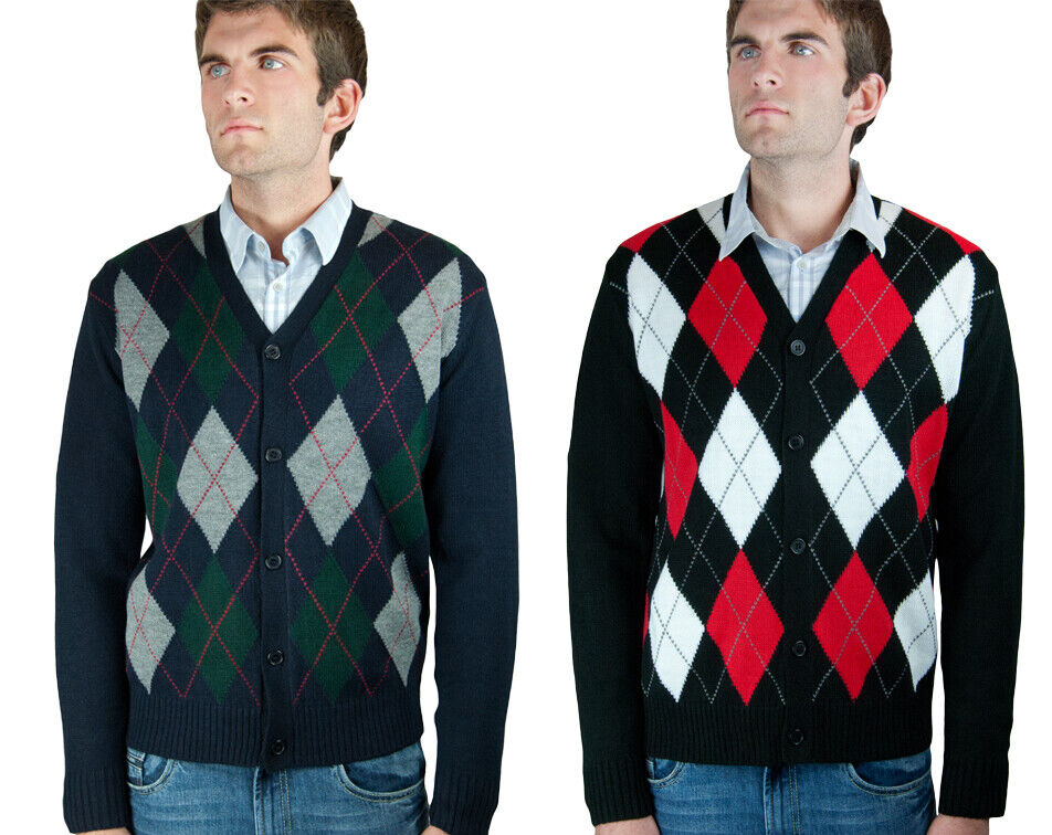 Blue Ocean Mens Cardigan Argyle Button Down Sweater (sw-299)