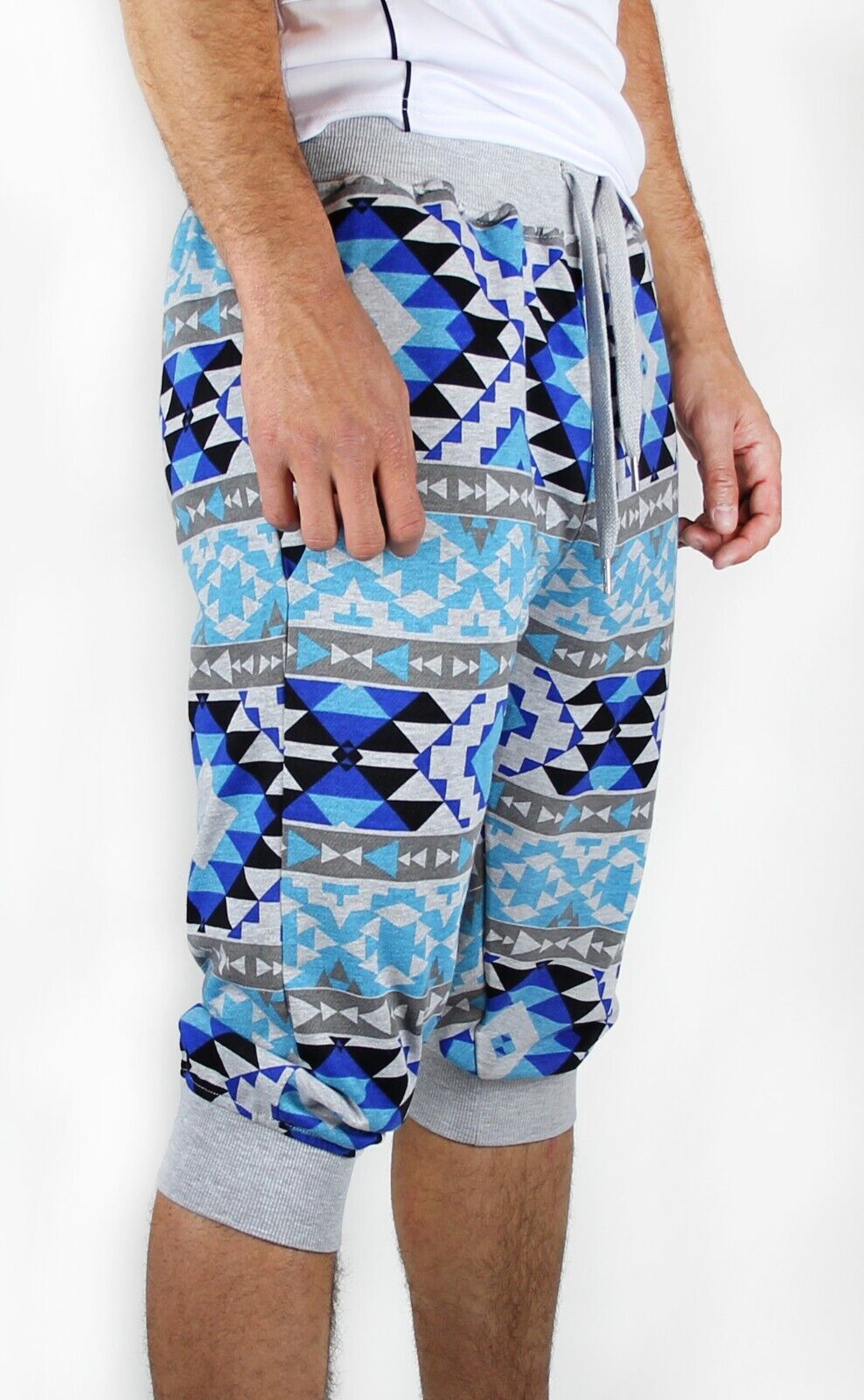 Blue Ocean Mens Aztec Printed Jogger Crop Pants (cp-39)