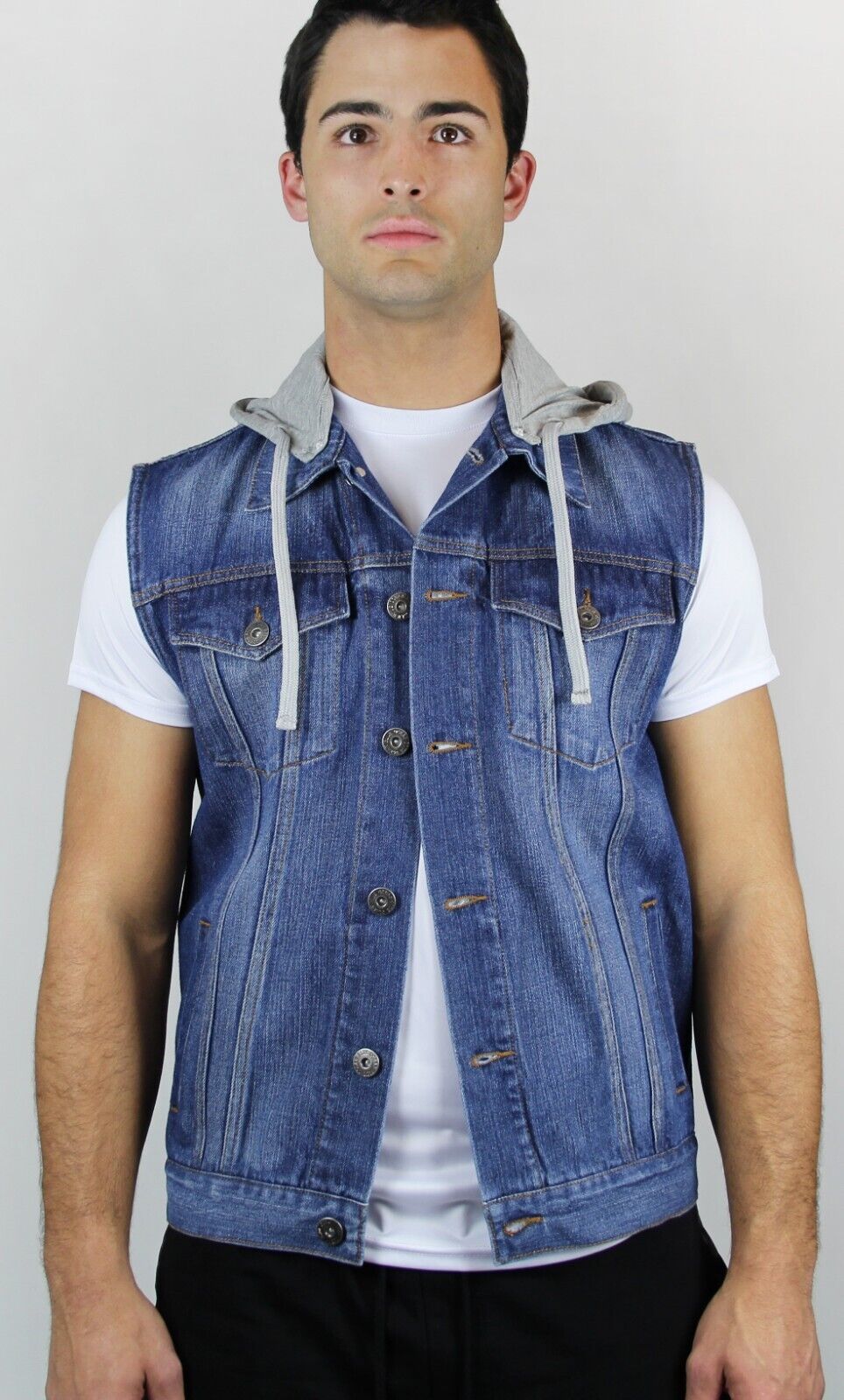 Blue Ocean Mens Denim Vest w/Detachable Hood (jv-015)