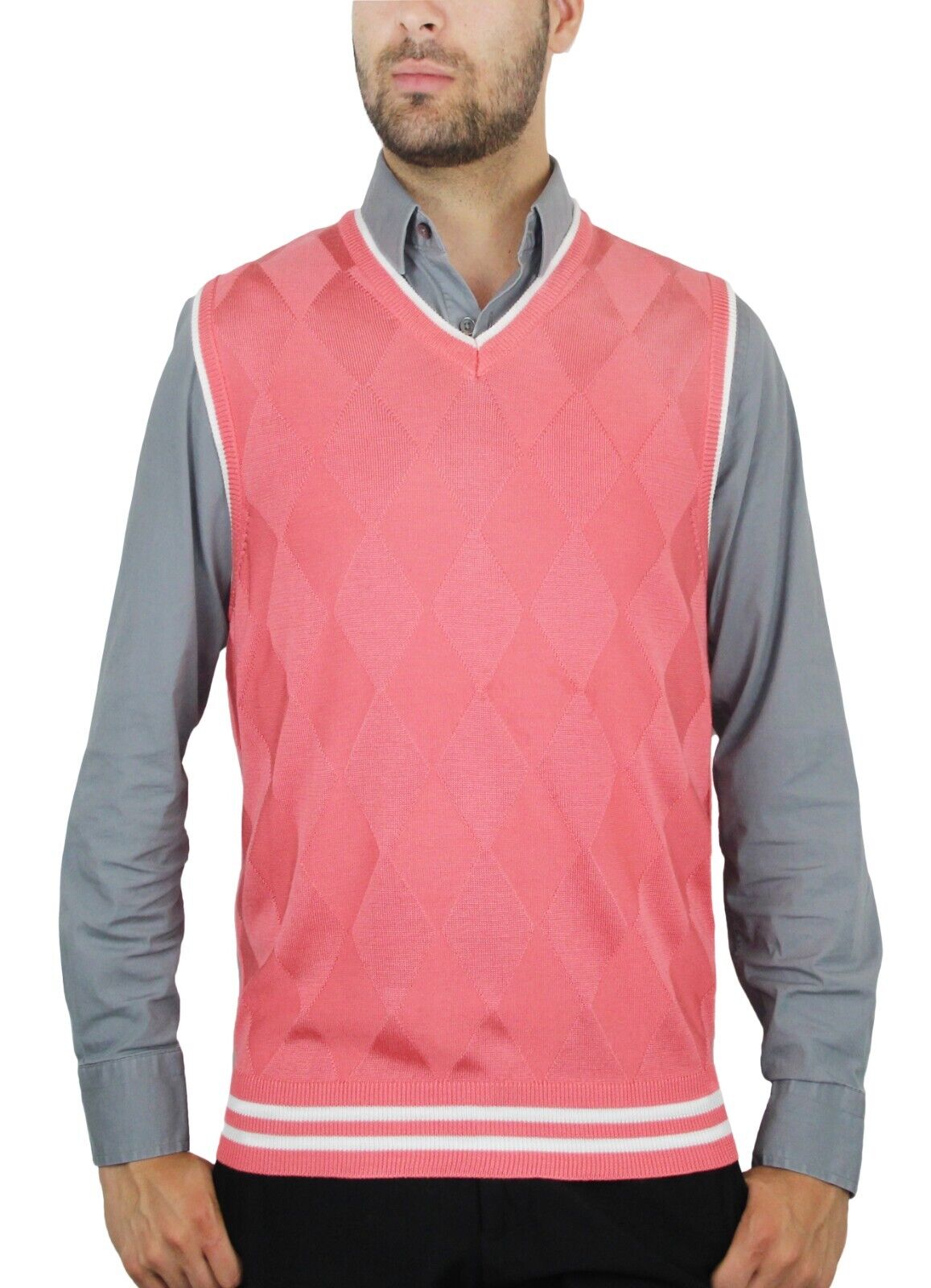 Blue Ocean Mens Contrast Trim Argyle Sweater Vest (sv-268)